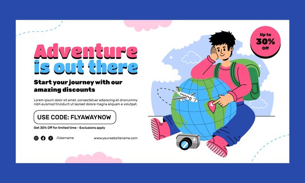 Flat design travel adventure  facebook template