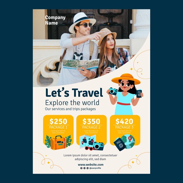 Flat design travel adventure  poster