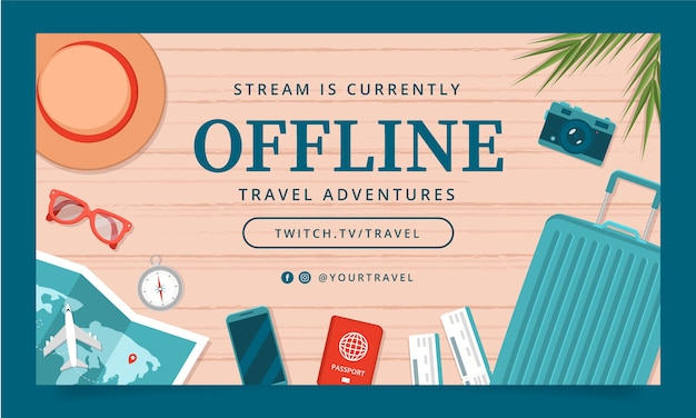 Free vector flat design travel adventure twitch background