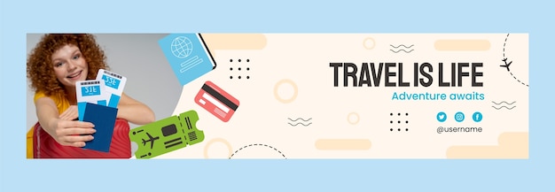 flat design travel adventure twitch banner
