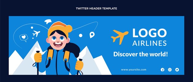 Flat design travel adventure twitter header