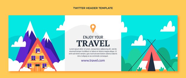 フラットデザイントラベルアドベンチャーツイッターヘッダー