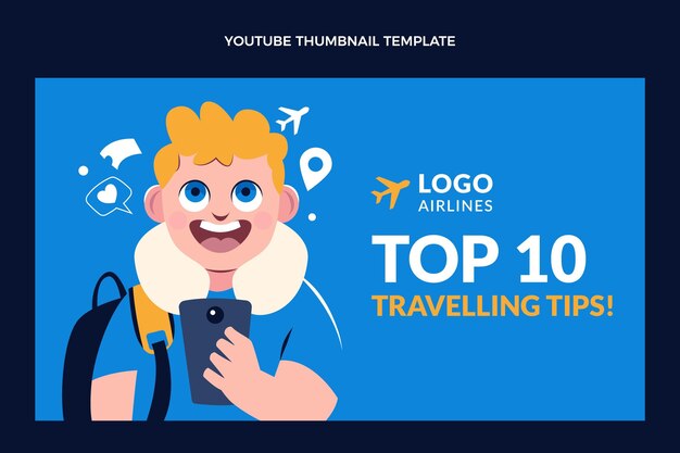 Flat design travel adventure youtube thumbnail