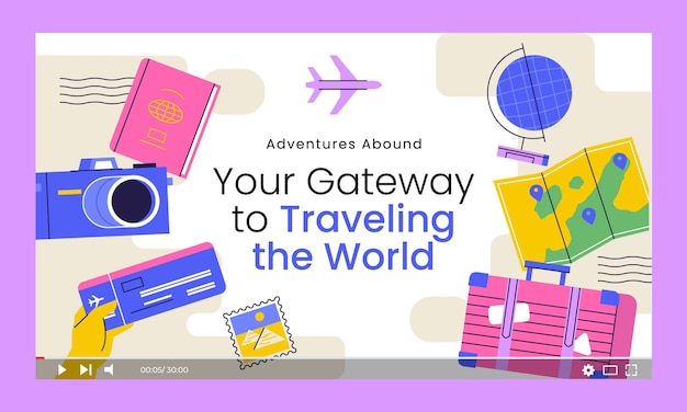 Flat design travel adventure youtube thumbnail