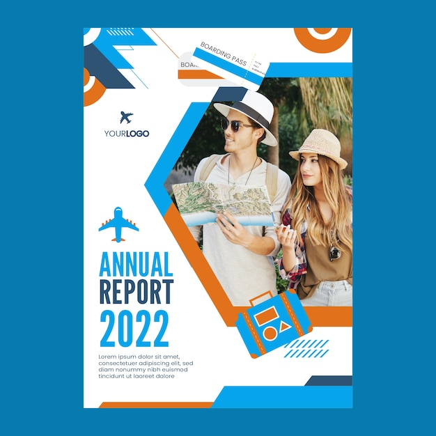 Free vector flat design travel agency annual report template