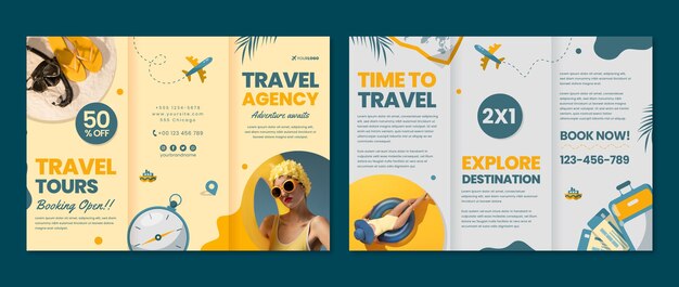 flat design travel agency brochure template