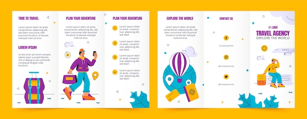 Flat design travel agency brochure template