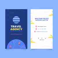 Free vector flat design travel agency business card vertical