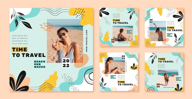 Flat design travel agency dynamic instagram post