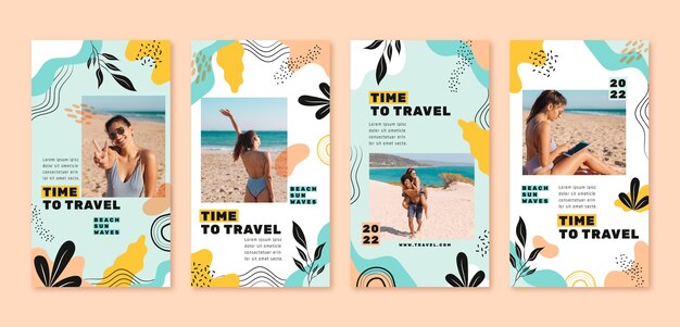 Flat design travel agency dynamic instagram stories