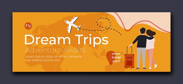 Flat design travel agency facebook cover