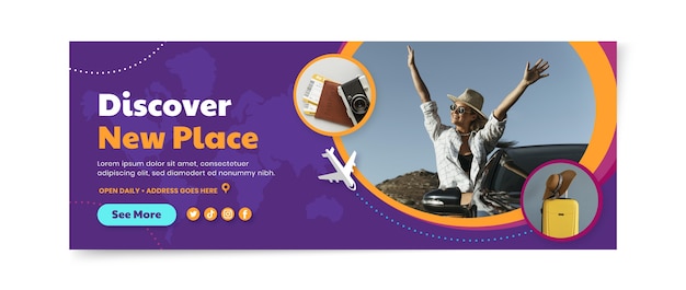 Free vector flat design travel agency facebook cover