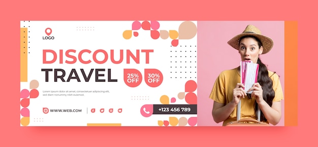 Free vector flat design travel agency facebook cover