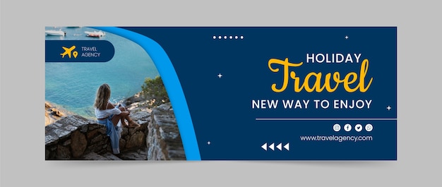 Flat design travel agency facebook cover
