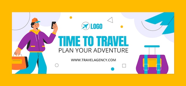 Flat design travel agency facebook cover