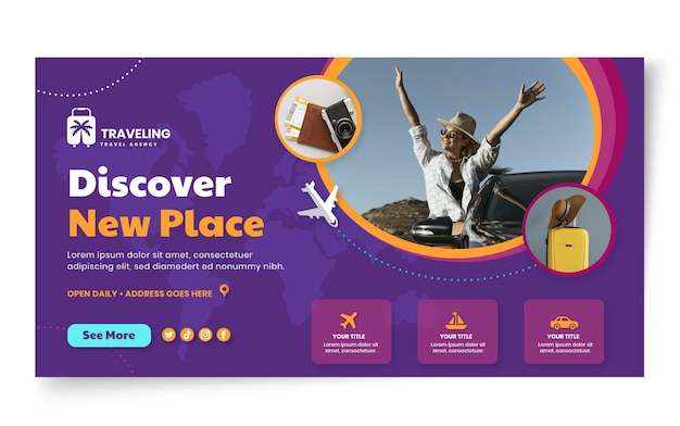 Flat design travel agency facebook post