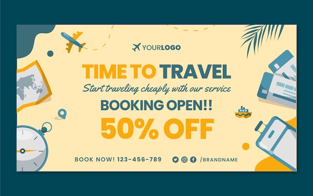 Free vector flat design travel agency facebook post