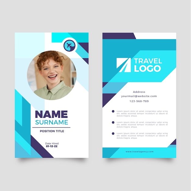 Free vector flat design travel agency id card template