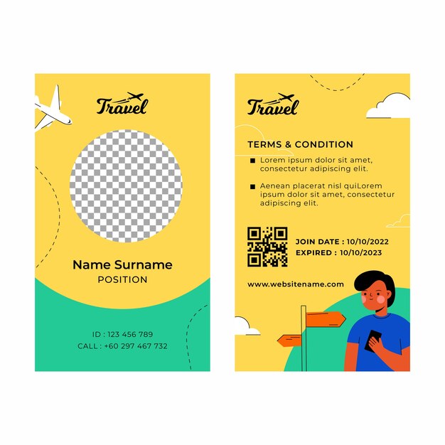 Flat design travel agency id card