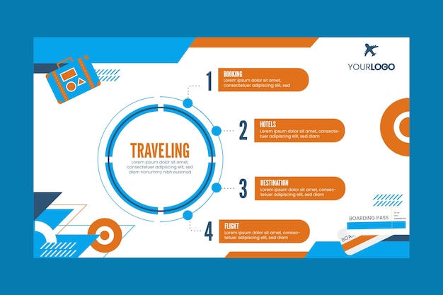 Инфографический шаблон туристического агентства с плоским дизайном