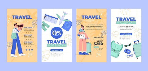 Flat design travel agency instagram stories template