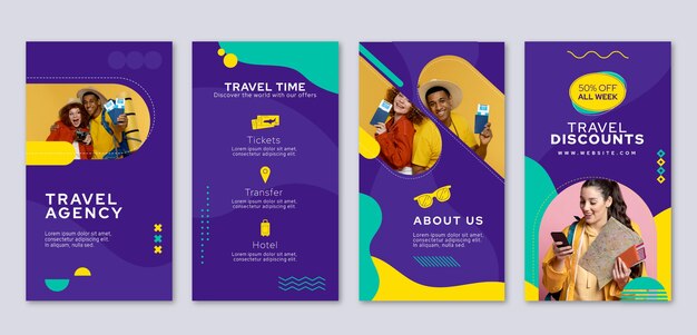 Flat design travel agency instagram stories