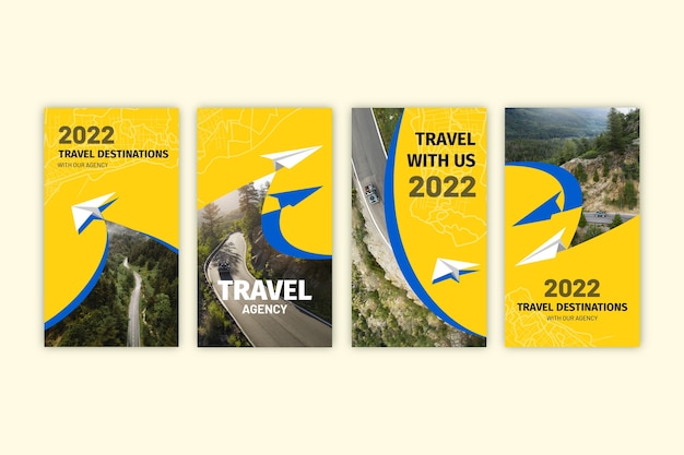 Free vector flat design travel agency instagram stories