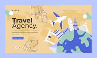 Бесплатное векторное изображение Шаблон целевой страницы туристического агентства с плоским дизайном