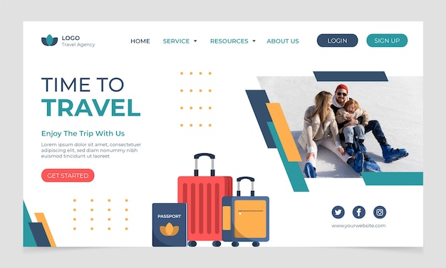 Free vector flat design travel agency landing page with baggage