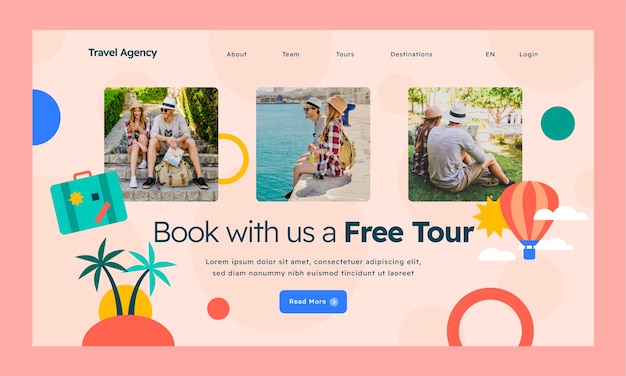 Flat design travel agency landing page