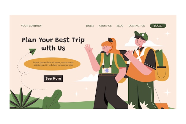 Flat design travel agency landing page