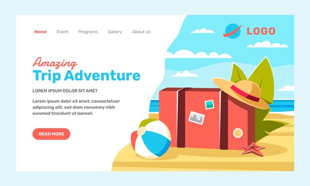 Free vector flat design travel agency landing page