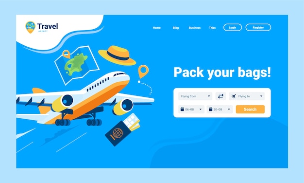 Flat design travel agency landing page