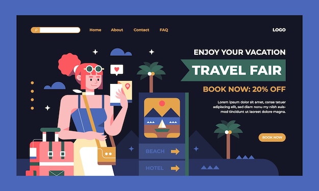 Free vector flat design travel agency landing page