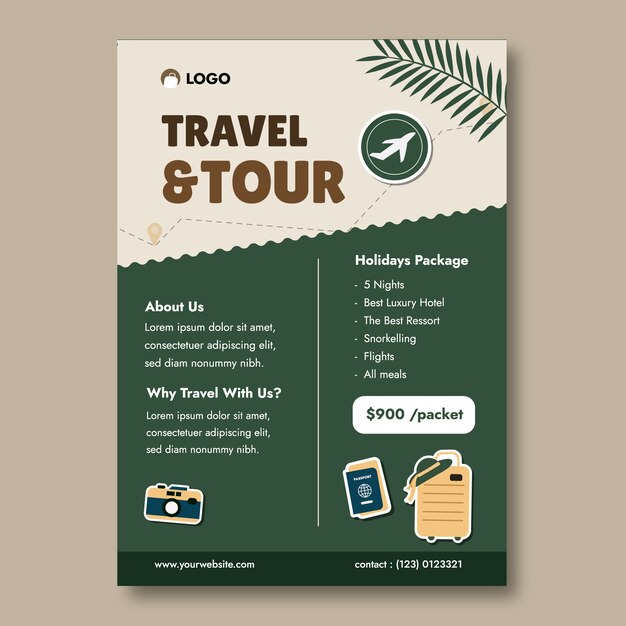 flat design travel agency poster template
