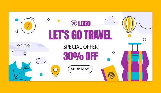 Flat design travel agency sale banner
