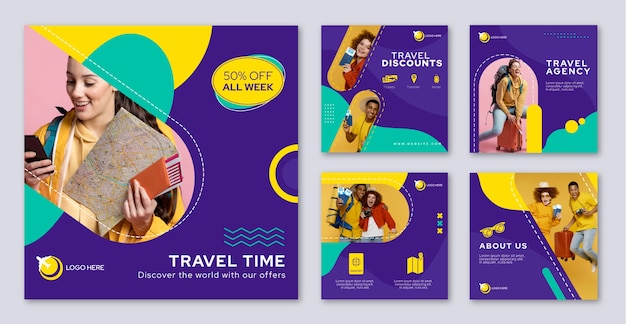 Free vector flat design travel agency template