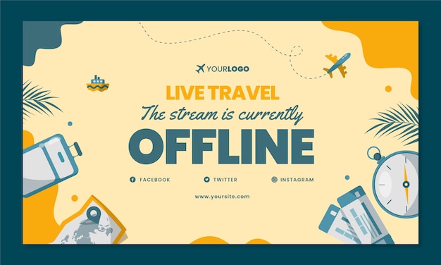 Free vector flat design travel agency twitch background