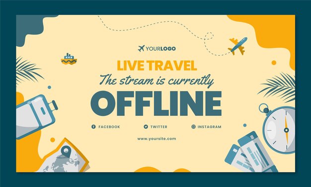 flat design travel agency twitch background
