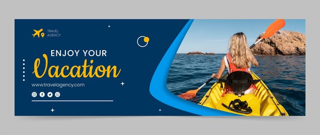 Flat design travel agency twitter header template