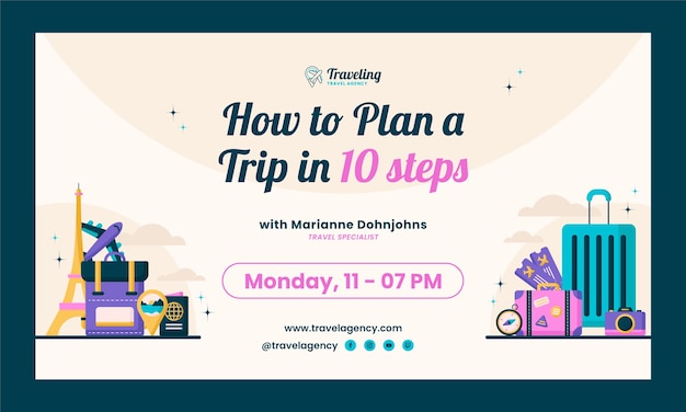 Free vector flat design travel agency webinar