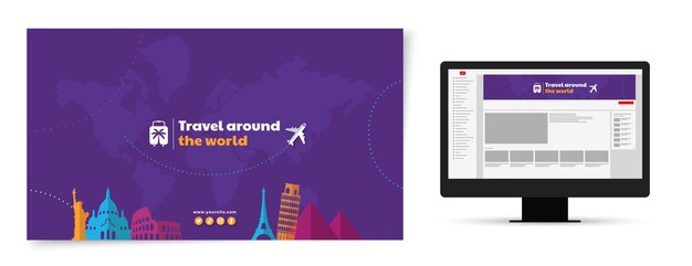 Flat design travel agency youtube channel art