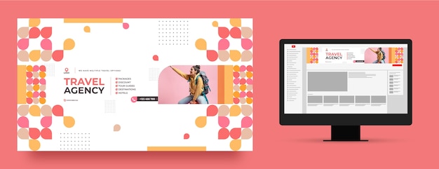 flat design travel agency youtube channel art