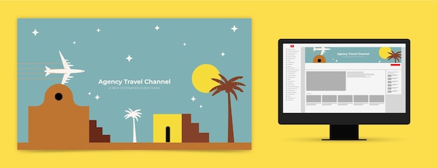 Flat design travel agency youtube channel art