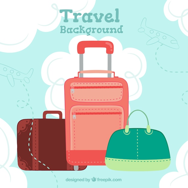 Free vector flat design travel baggage background