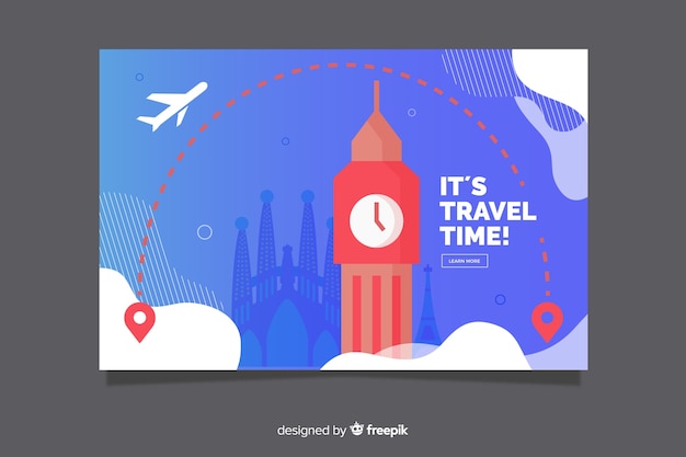 Flat design travel banner template
