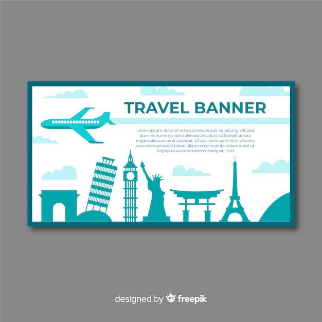 Free vector flat design travel banner template