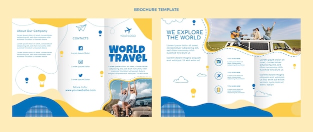 Modello di brochure di viaggio design piatto