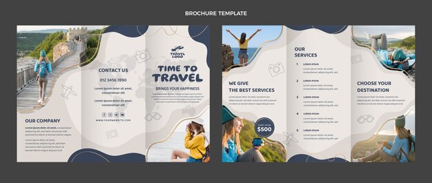 Шаблон туристической брошюры в плоском дизайне