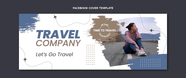 Copertina facebook dell'azienda di viaggi dal design piatto